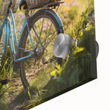Large abstract wall art featuring a bicycle in mid-century modernist style on acrylic glass, ideal for dining room art.