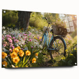 Acrylic print of a side-view bicycle in grayscale, suitable for bedroom or dining room decor.