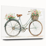 Acrylic print of a side-view bicycle in grayscale tones, suitable for bedroom or dining room decor.