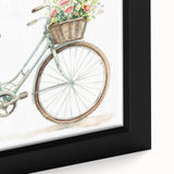 Extra large framed canvas featuring a black bicycle on a colorful, textured background, ideal for living room decor.