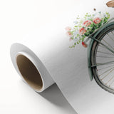 Art Deco style poster of a vintage bicycle, rendered in soft pastel colors on rolled canvas, ideal for nursery wall art.