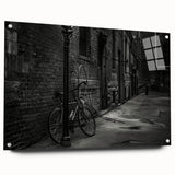 Side view of a bicycle printed on acrylic glass, using muted earth tones, suitable for bedroom or dining room decor.