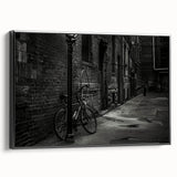 Black and white framed canvas of a vintage bicycle, ideal for bedroom wall decor.