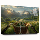 Side view of a bicycle depicted in large abstract wall art on acrylic glass, featuring neutral and gray tones.