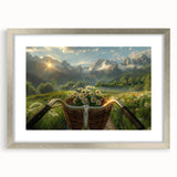 Textured abstract art print of a bicycle in muted earth tones on a framed canvas, suitable for bedroom wall decor.