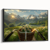 Black and white vintage poster art of a bicycle, framed canvas, ideal for bedroom wall decor.