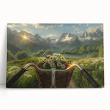 Black and white photograph of a vintage bicycle on stretched canvas, ideal for kitchen wall art or bedroom decor.