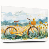 Acrylic print of a side-view bicycle in monochrome tones, suitable for bedroom or dining room decor.