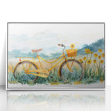 Art deco poster of a bicycle in monochrome on white acrylic, ideal for nursery wall decor.