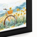 Extra large black wall art featuring a textured bicycle design in colorful art style on a framed canvas.