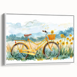 Extra large framed canvas featuring a vintage poster art style bicycle in black with colorful accents.