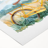 Art deco poster of a vintage bicycle in monochrome shades on rolled canvas, suitable for dining room decor.