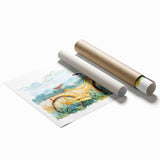 Extra large floral art on rolled print featuring a vintage bicycle against a muted floral background.