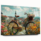 Acrylic print of a side-view bicycle in grayscale, suitable for bedroom or dining room decor.