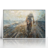 Art deco poster of a vintage bicycle in black and white, framed acrylic, ideal for modern art wall decor in a nursery.