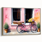 Side view of a vintage bicycle on a black framed canvas, ideal for bedroom wall decor.