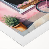 Art deco poster of a classic bicycle in monochrome tones on rolled canvas, suitable for dining room or bathroom wall art.