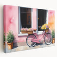 Side view of a vintage bicycle in black and white on a stretched canvas, suitable for kitchen wall art.