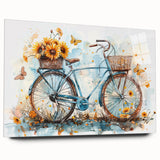 Side view of a bicycle in black and white tones on acrylic glass, suitable for bedroom or dining room decor.
