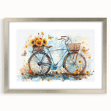 Textured art print of an abstract bicycle design in silver and gray tones on framed canvas, suitable for bedroom decor.