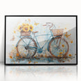 Large abstract wall art featuring a bicycle design in black and white tones on framed acrylic.
