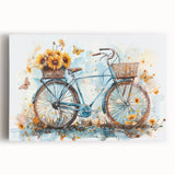 Black and white photograph of a vintage bicycle on stretched canvas, ideal for kitchen wall art or bedroom decor.