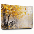 Side view of a bicycle in black and white on acrylic glass, ideal for bedroom or dining room wall art.