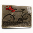 Side view of a bicycle in gray tones on large acrylic glass, suitable for bedroom or dining room decor.