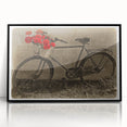 Large abstract wall art featuring a bicycle in a mid-century modernist style, with muted earth tones.