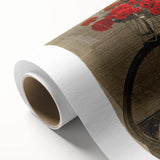 Art deco style poster of a vintage bicycle in muted beige and brown tones on rolled canvas, ideal for nursery wall art.