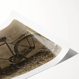 Extra large wall art featuring a line art bicycle with floral accents in soft pastel colors on rolled print.