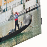 Acrylic print of a large abstract gondola on a muted color palette.