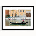Extra large abstract art print featuring a colorful, textured depiction of a gondola, on a framed black mat.