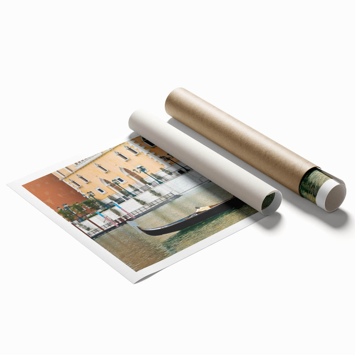 Extra large wall art featuring a vibrant gondola and floral design on a rolled print, suitable for classy bathroom decor.