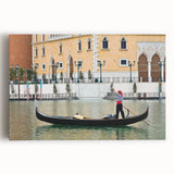 Black and white gondola photograph on stretched canvas, ideal for kitchen wall art.