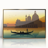 Mid-century modernist acrylic print of a gondola in muted gold tones, ideal for nursery wall art.