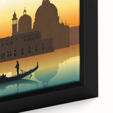 Extra large framed canvas featuring a close-up of a black gondola with colorful, textured details.