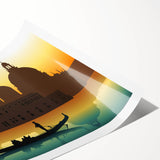 Extra large rolled print featuring a line art depiction of a gondola in muted earth tones.