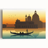 Black and white photo of a gondola on a canal, printed on large stretched canvas, suitable for kitchen wall art.