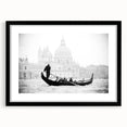 Extra large abstract art print featuring a colorful, textured depiction of a gondola, framed in black.