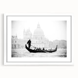 Extra large wall art featuring an abstract gondola in muted grays and blues on a textured canvas.