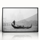 Framed acrylic print featuring a large abstract representation of a gondola in black and white tones.