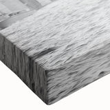 Black and white landscape art of a gondola on water, printed on large stretched canvas, ideal for bedroom decor.