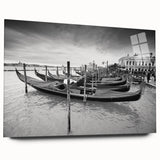 Acrylic print of a large abstract gondola on water in muted blues and grays, ideal for bedroom or dining room art.