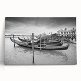 Black and white acrylic print of a gondola on water, ideal for kitchen wall art or bedroom ambiance.