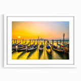 Extra large abstract art print of a gondola in muted blue and gray tones on textured canvas, ideal for living room decor.