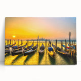 Black and white photo of a gondola on a canal, printed on large stretched canvas.