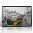Large abstract wall art featuring a minimalist gondola design in black and white tones on a framed acrylic.
