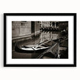 Extra large colorful abstract art print of a gondola, with textured design in vibrant hues, framed in black.