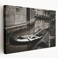 Venetian gondola in muted watercolor tones on stretched canvas, suitable for kitchen wall art.